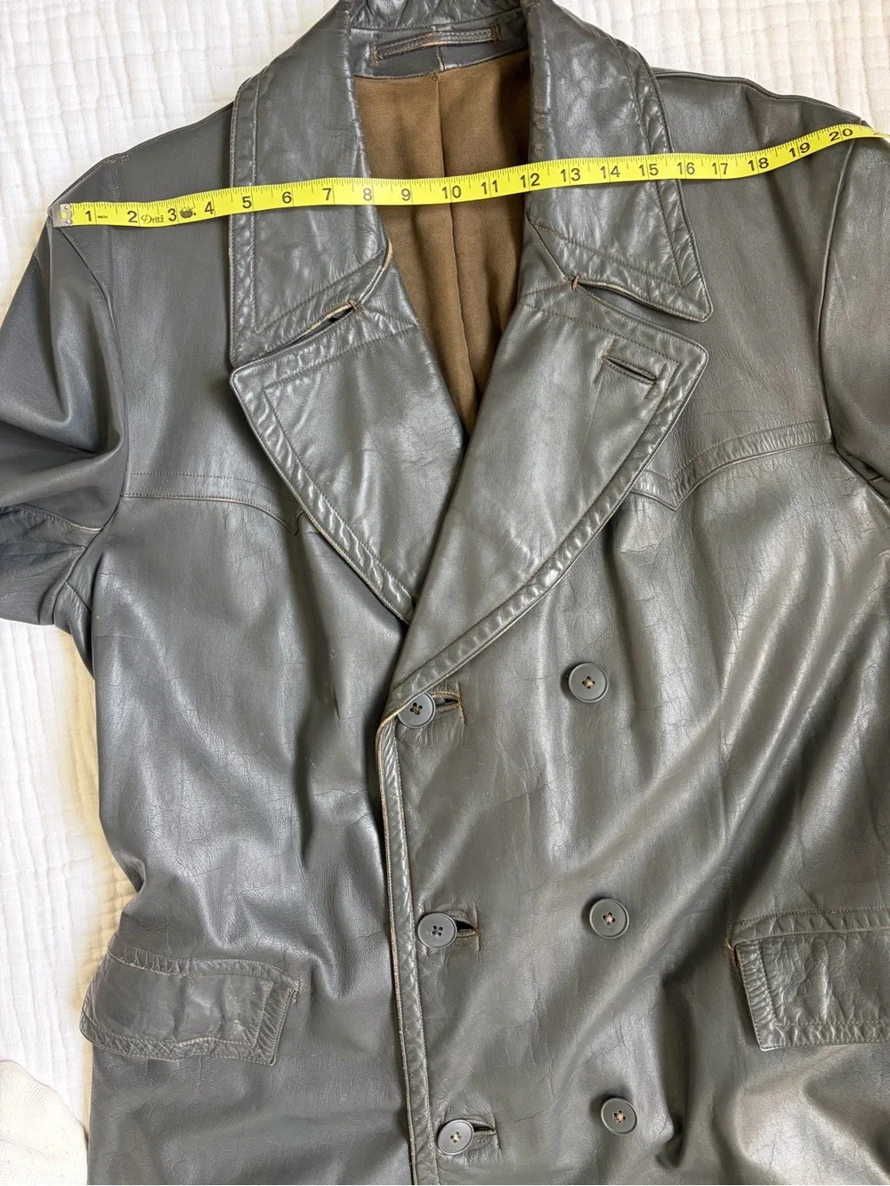 Rare German Leather Convertible Motorcycle Trench Coat WWII Era? Astor Hardware